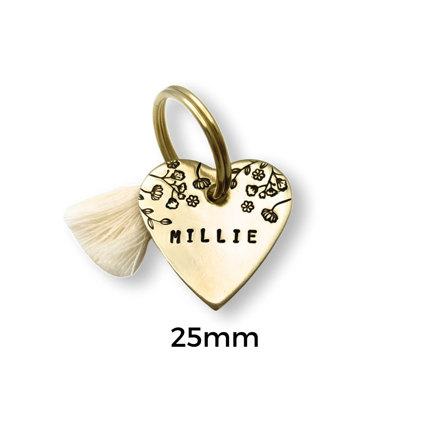 Personalized Heart Dog Tag 25mm - hand stamped for your dog 