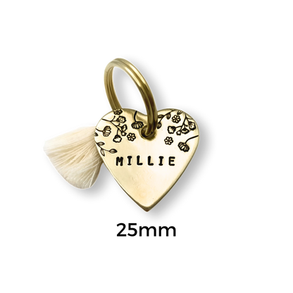 Personalized Heart Dog Tag 25mm - hand stamped for your dog 